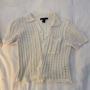 Forever 21 Ivory Open-Knit Sweater